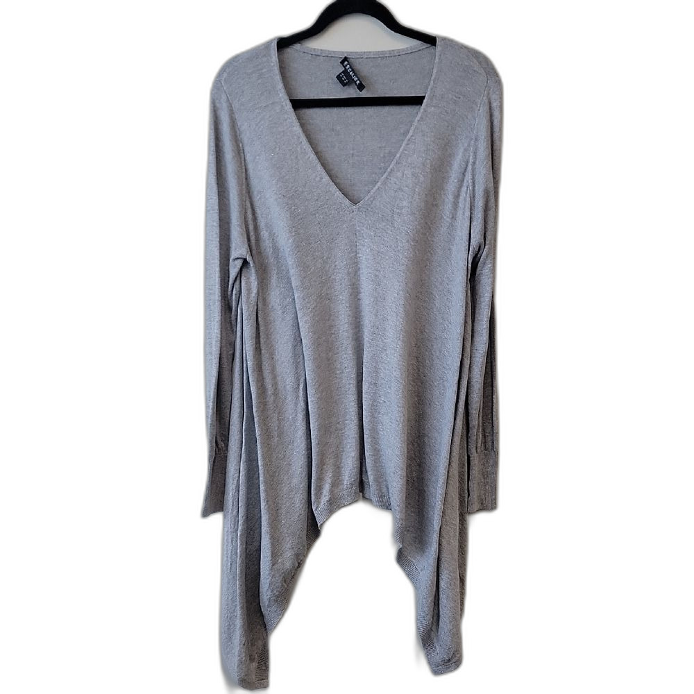 Phase Eight V-Neck Knit Tunic Gray Size 8